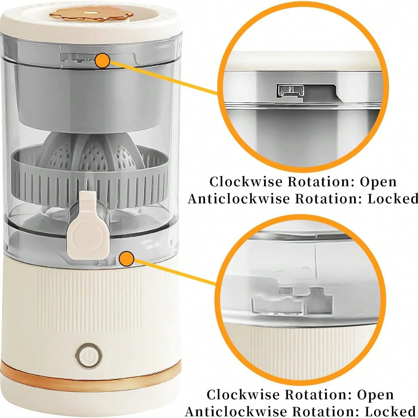 Portable USB Charging Mini Juicer, Fast Squeezer for Orange, Lemon & Grapefruit