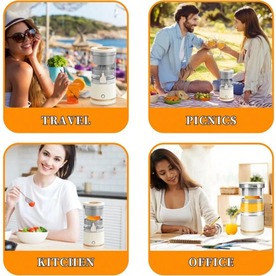 Portable USB Charging Mini Juicer, Fast Squeezer for Orange, Lemon & Grapefruit