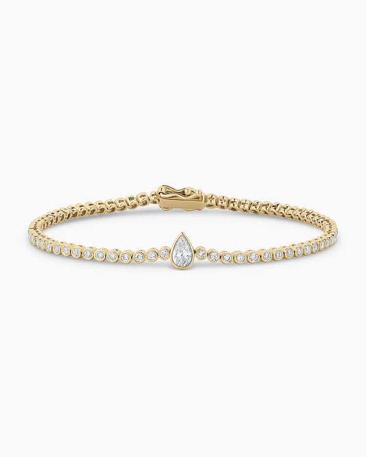 14K Lab Grown Diamond Pear Tennis Bracelet