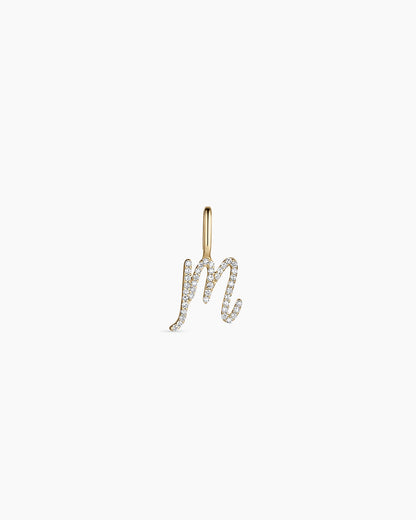 14K Diamond Script Alphabet Charm