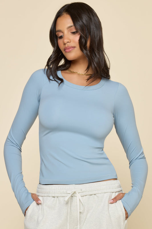 Call Me Baby Long Sleeve Top - Blue Storm