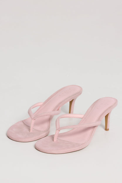 Heeled Thong Sandals in Pink