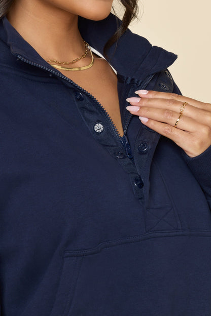 Ooey Gooey Crop Half Zip - Cosmic Navy