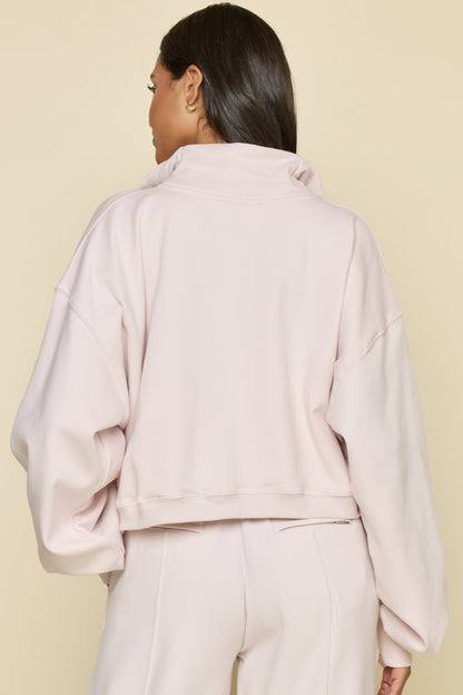 Ooey Gooey Crop Half Zip - Pink Ice