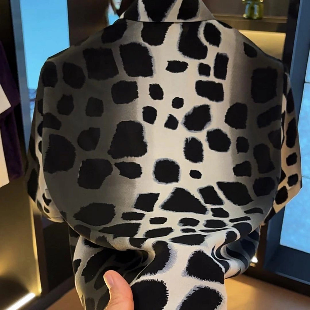 Vintage Irregular Spot Texture Draped Lapel Short Sleeve Shirt